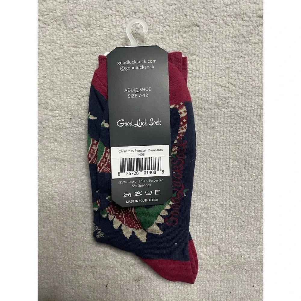 Good Luck Sock Women's Dinosaur Blue Tall Socks Festive XMAS Size 7-12